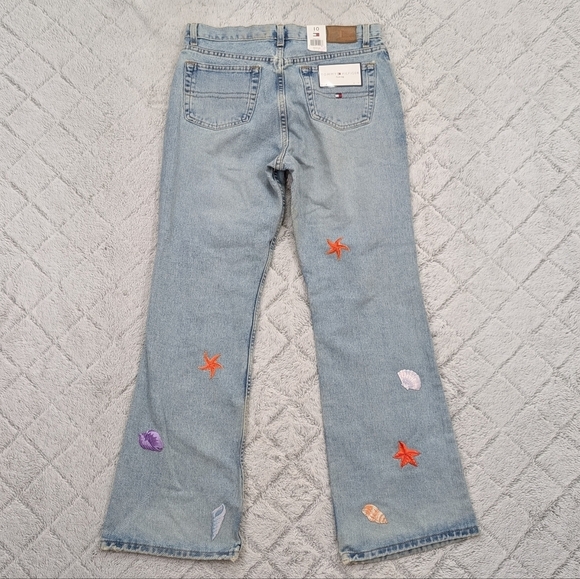 Vintage Tommy Hilfiger Jeans Womens 10 Blue Flare Embroidery Patches 90’s Retro - Picture 9 of 12